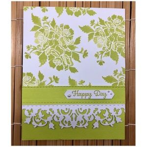 Handmade Green Floral “Happy Day” Greeting Card